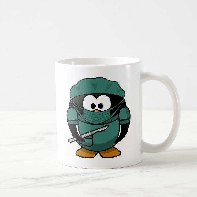 Caneca De Café Desenhos animados do pinguim do cirurgião (Direita)