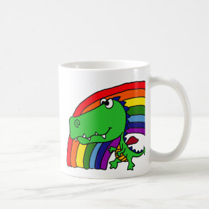 Caneca De Café Desenhos animados engraçados do dragão verde e d