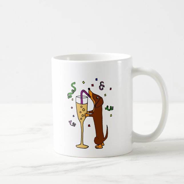Caneca De Café Desenhos animados engraçados do partido do cão do (Direita)