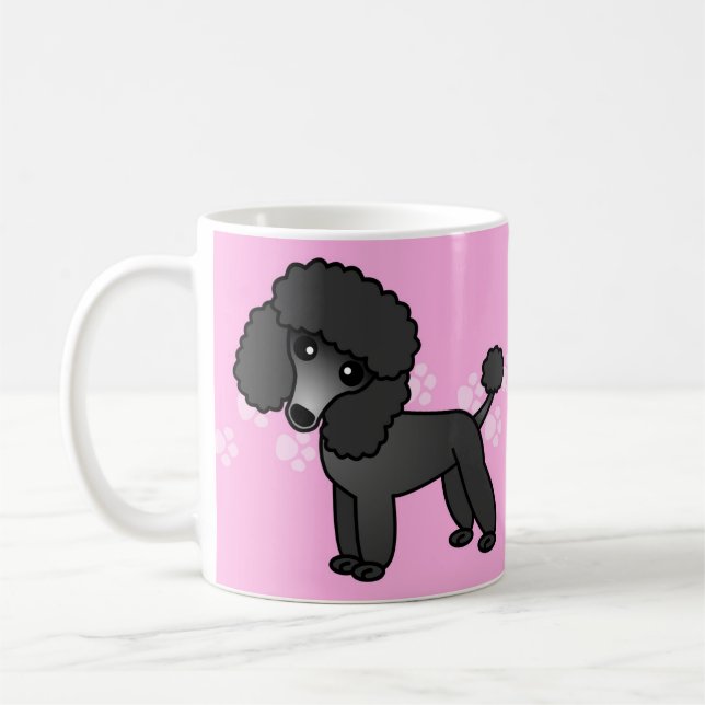 Caneca De Café Desenhos animados pretos bonitos da caniche - (Esquerda)