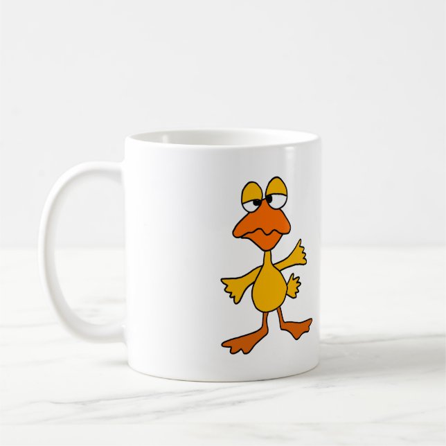 Caneca De Café Desenhos animados tristes engraçados do pato (Esquerda)