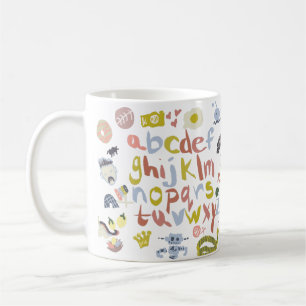 Caneca De Café Desenhos de Alfabetos para Professores de Pré-Esco