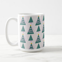 Caneca De Café Desenhos de Árvores Fofas Rosa Verde