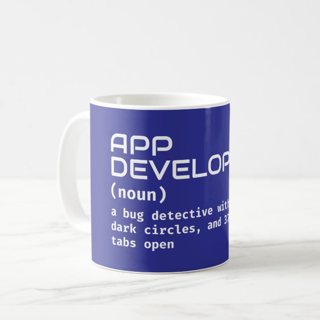 Caneca De Café Desenvolvedor de Aplicações - Definição de Trabalh (Frente Esquerda)