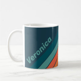 Caneca De Café Desert Cactus Sunrise Stripes with Name
