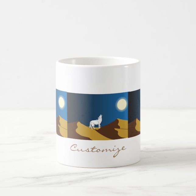 Caneca De Café Desert Coyote Howling Full Moon Thunder_Cove (Centro)
