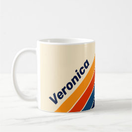 Caneca De Café Desert Retro Rainbow Striped with Name