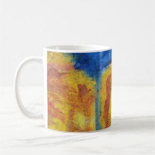 Caneca De Café Deserto amarelo vermelho do abstrato do azul do
