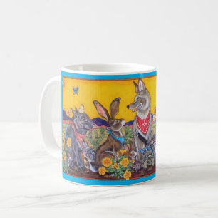 Caneca De Café Deserto de Coiote Quimológico Colorido de Animais