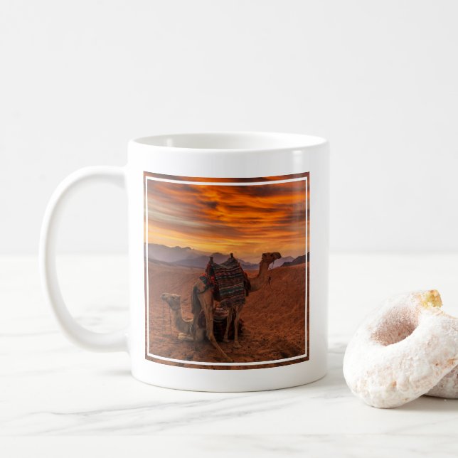 Caneca De Café Desertos | Bactrian Camel Egypt Sand Dune (Com Donut)