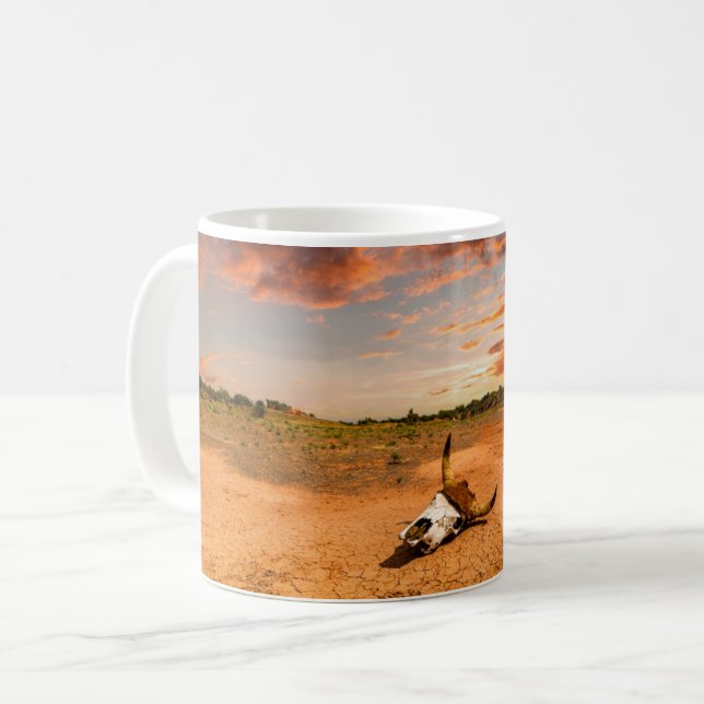 Caneca De Café Desertos | Deserto com Crânio de Vaca (Frente Esquerda)
