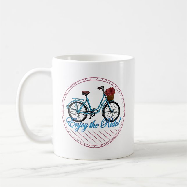 Caneca De Café Desfrute Da Bicicleta Azul De Corrida (Esquerda)