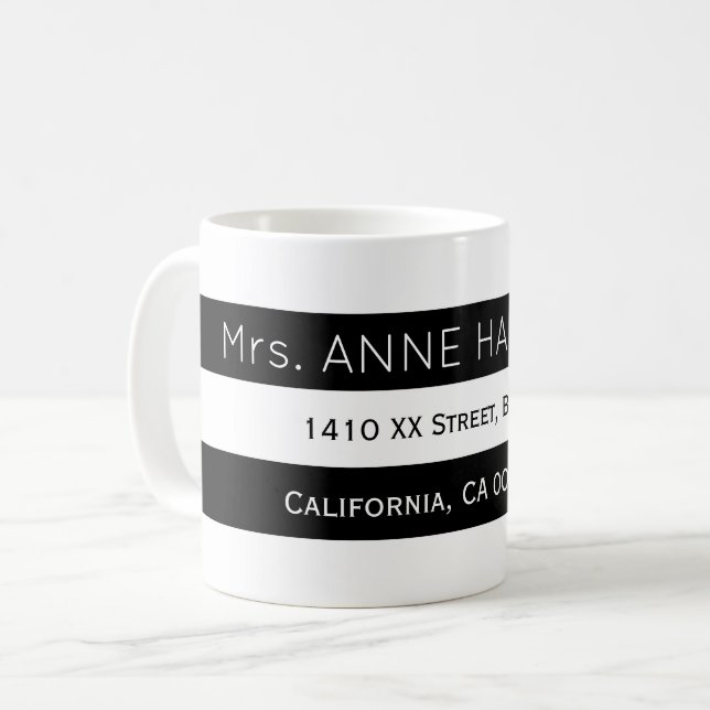 Caneca De Café Design a Preto e Branco com Largura (Frente Esquerda)