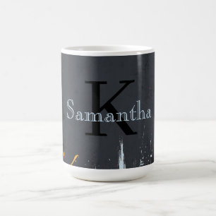 Caneca De Café Design Abstrato com Cores Neon e Nome Personalizad