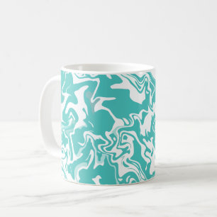 Caneca De Café Design Abstrato de Redemoinho Aqua