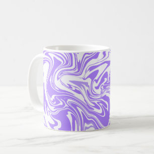 Caneca De Café Design Abstrato de Redemoinho Roxo e Branco