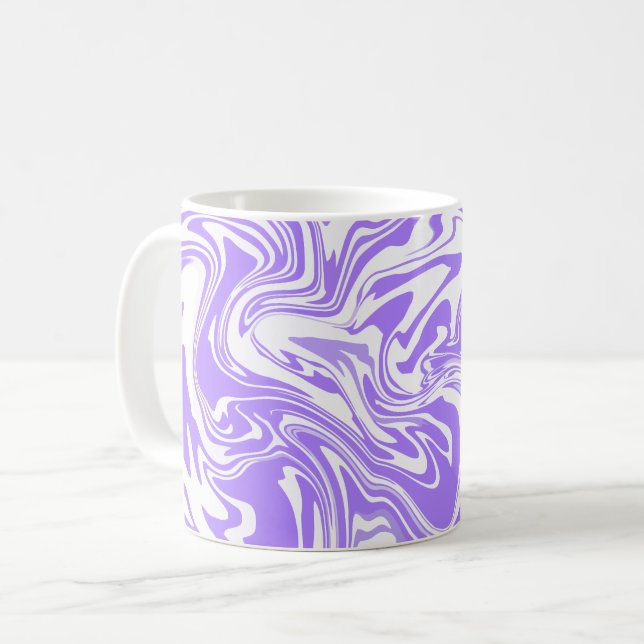 Caneca De Café Design Abstrato de Redemoinho Roxo e Branco (Frente Esquerda)