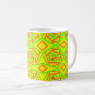 Caneca De Café Design Abstrato do Ombro Amarelo Laranja Verde Cit