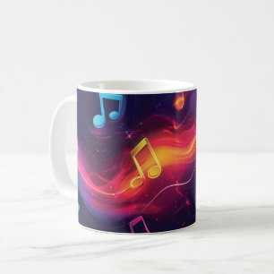 Caneca De Café Design abstrato e bonito de notas musicais flutuan