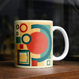 Caneca De Café Design Abstrato em Estilo Retro Geométrico Risogra