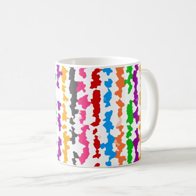 Caneca De Café Design Abstrato Irregular Colorido Branco (Frente Esquerda)
