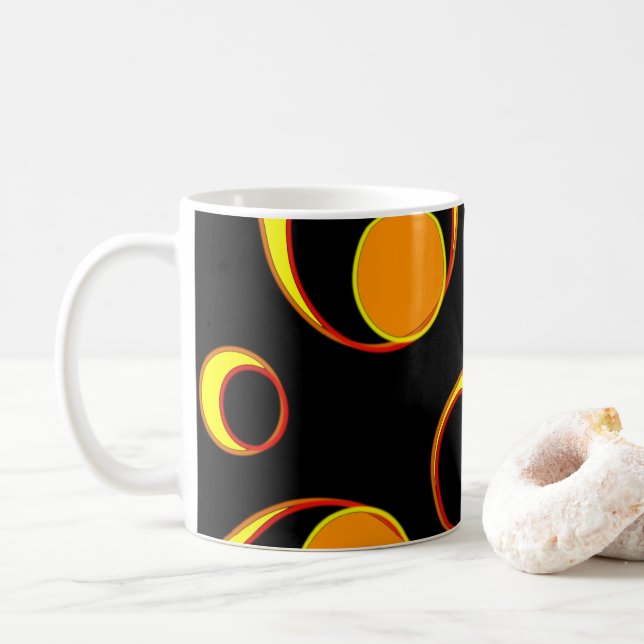 Caneca De Café Design abstrato moderno, círculos amarelos em pret (Com Donut)