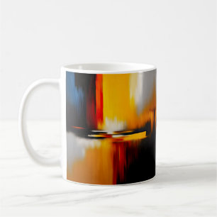 Caneca De Café Design abstrato moderno em vermelho, amarelo e azu