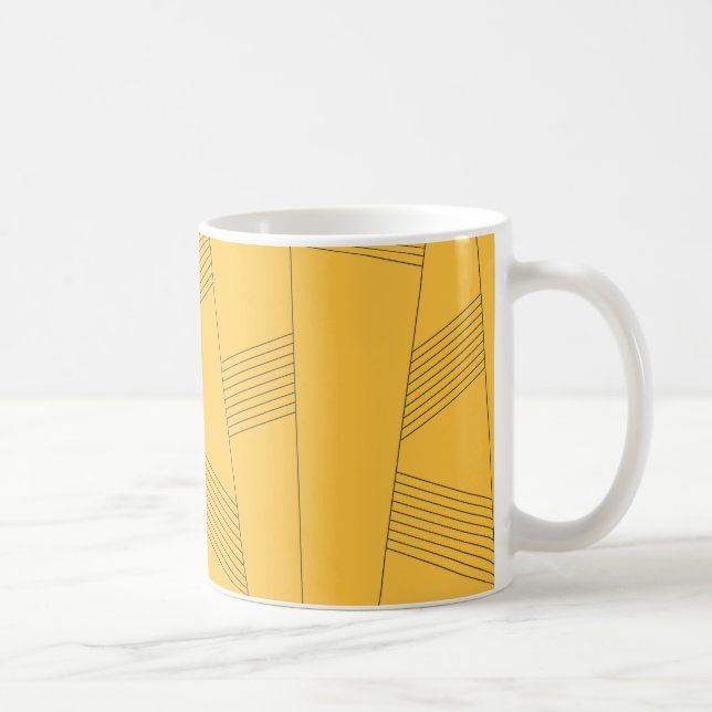 Caneca De Café Design abstrato simples, amarelo, moderno (Direita)