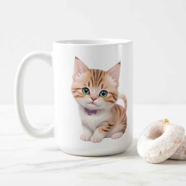Caneca De Café Design Adorável de Kitten (Com Donut)