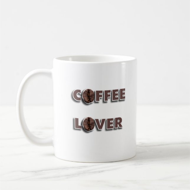 Caneca De Café Design Amante de Café com Feijão Real (Esquerda)