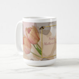 Caneca De Café Design artístico com tulipas e texto personalizado