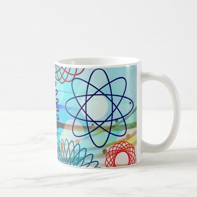 Caneca De Café Design azul do teste padrão geométrico Funky do (Direita)
