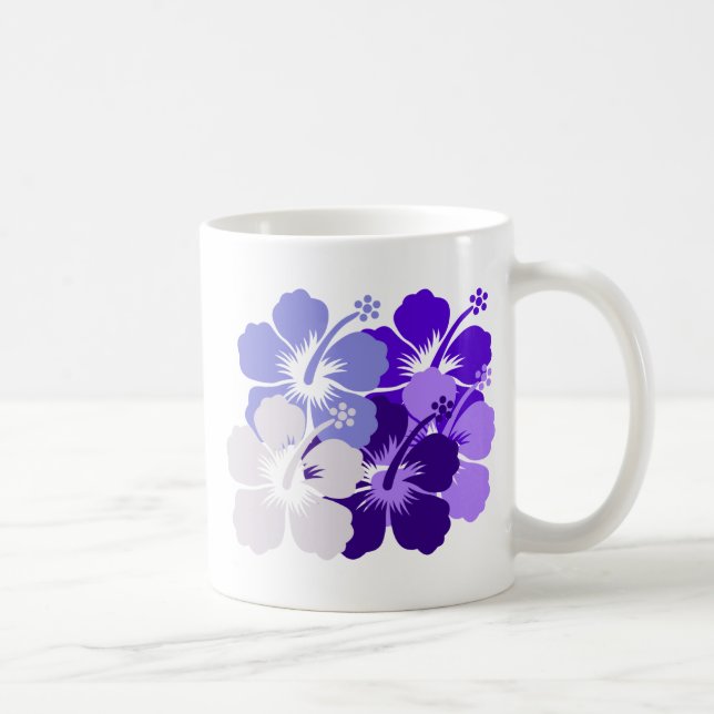 Caneca De Café design azul misturado do hibiscus (Direita)
