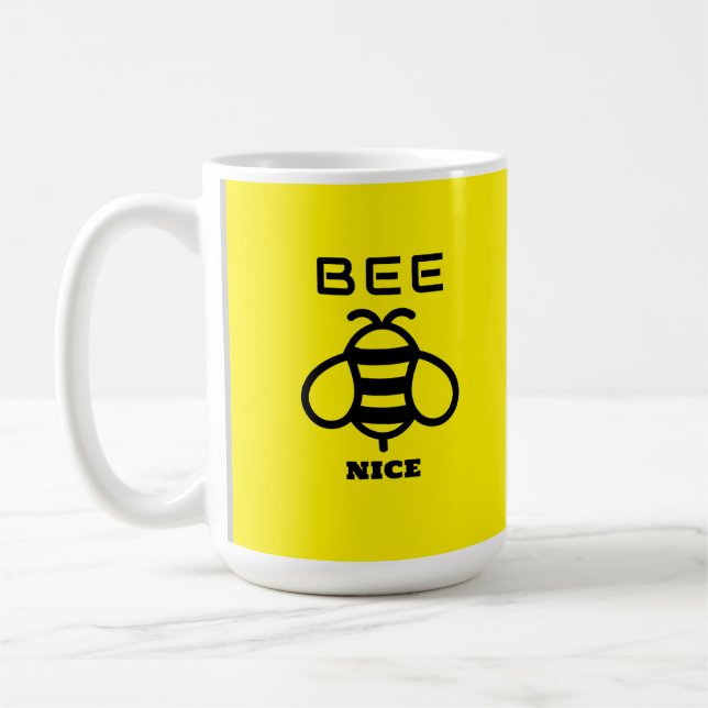 Caneca De Café Design Bee Nice com Fundo Amarelo (Esquerda)
