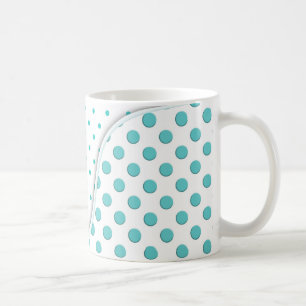 Caneca De Café Design Bolinhas Moderna Turquesa Branco