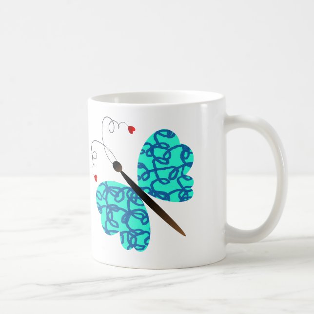 Caneca De Café Design bonito das borboletas do verão (Direita)