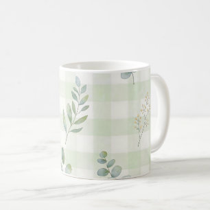 Caneca De Café Design Botânico Verde Salvia Sem Costura