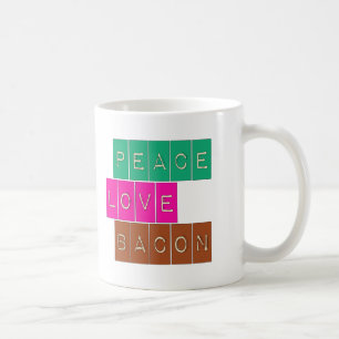 Caneca De Café Design brilhante das cores do bacon do amor da paz