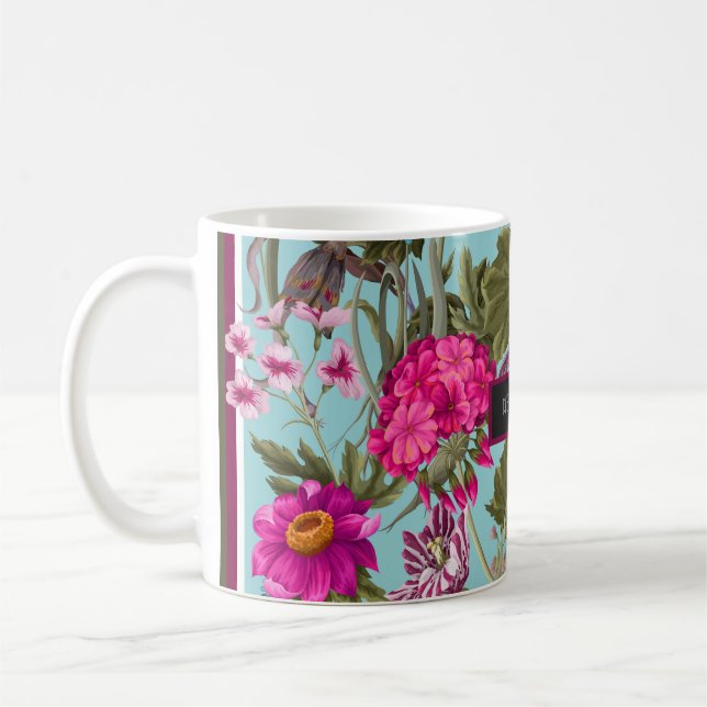 Caneca De Café Design cachecol com gerânios e flores silvestres.  (Esquerda)