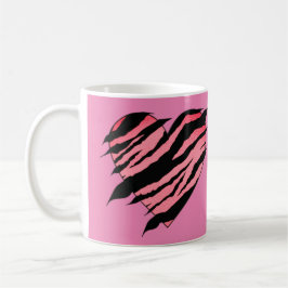 Caneca De Café Design Clássico de Coração Rosa e Preto