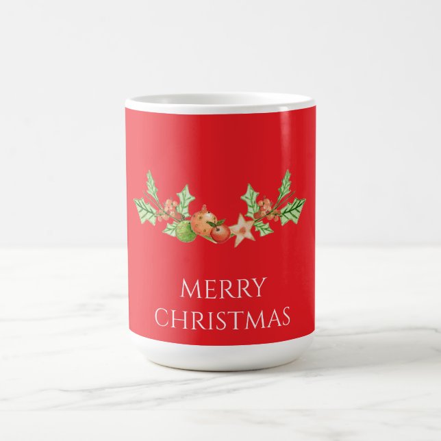 Caneca De Café Design clássico de natal com azevinho e pinha (Centro)