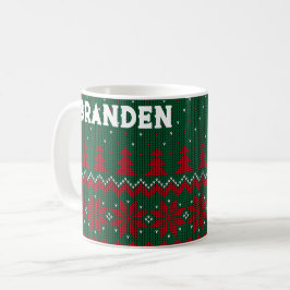 Caneca De Café Design Clássico de Natal Vermelho Verde