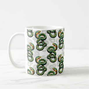 Caneca De Café Design Cobra de padrão de fundo branco