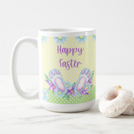 Caneca De Café Design Colorida de Páscoa com Orelhas Coelhinhas e