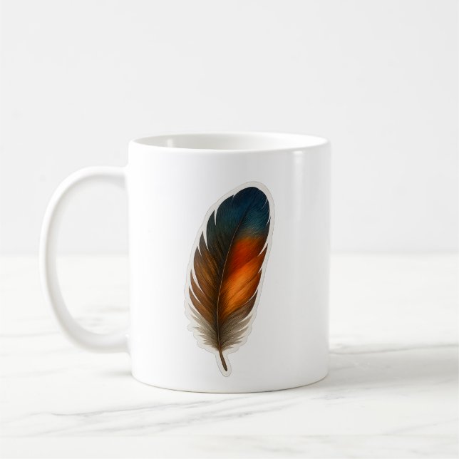 Caneca De Café Design Colorida Feather (Esquerda)