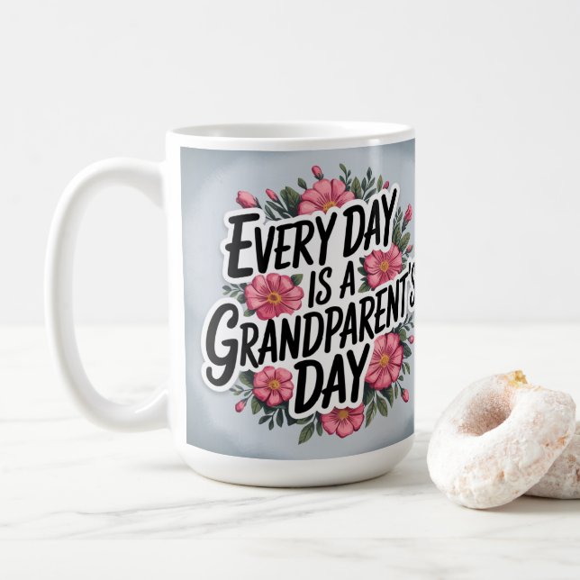 Caneca De Café Design cor-de-rosa do dia dos avós (Com Donut)