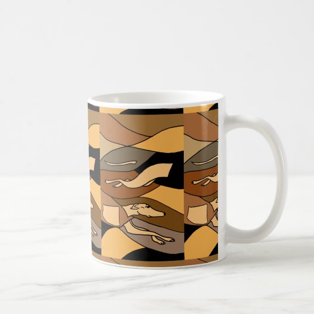Caneca De Café Design da arte abstracta do cão do galgo (Direita)