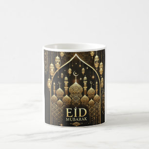 Caneca De Café Design da Mesquita de Eid Mubarak, Ouro Luxurista