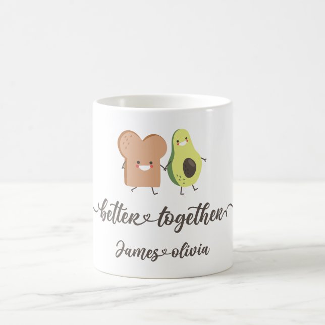 Caneca De Café Design de Abacate e Torrada Fofo Juntos é Melhor (Centro)