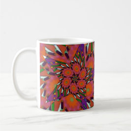 Caneca De Café design de Abstrato verde-roxo laranja